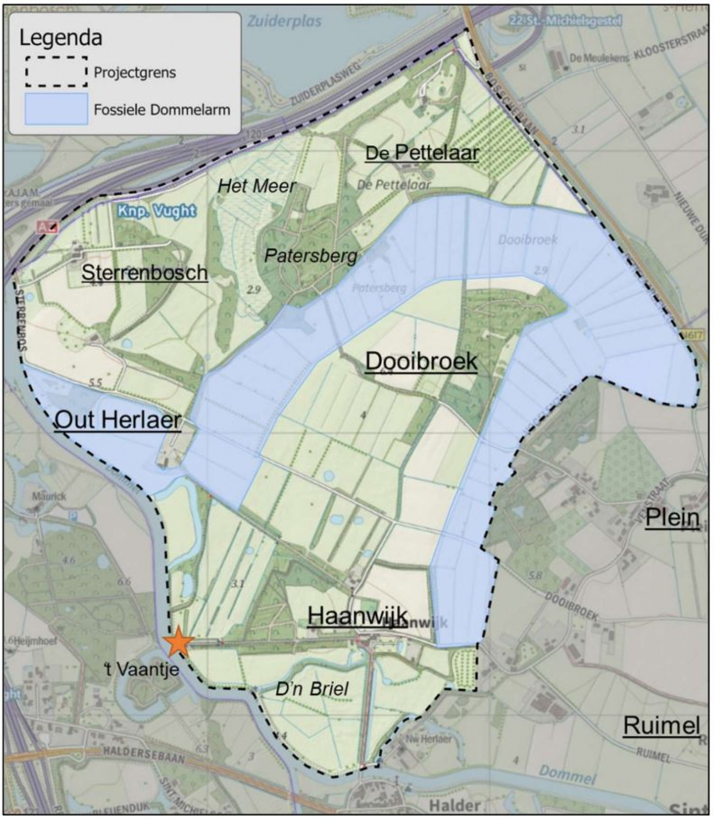 Kaart projectgebied Bossche Broek Zuid