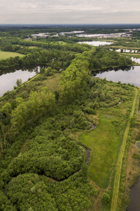 Luchtfoto visvijvers Valkenhorst