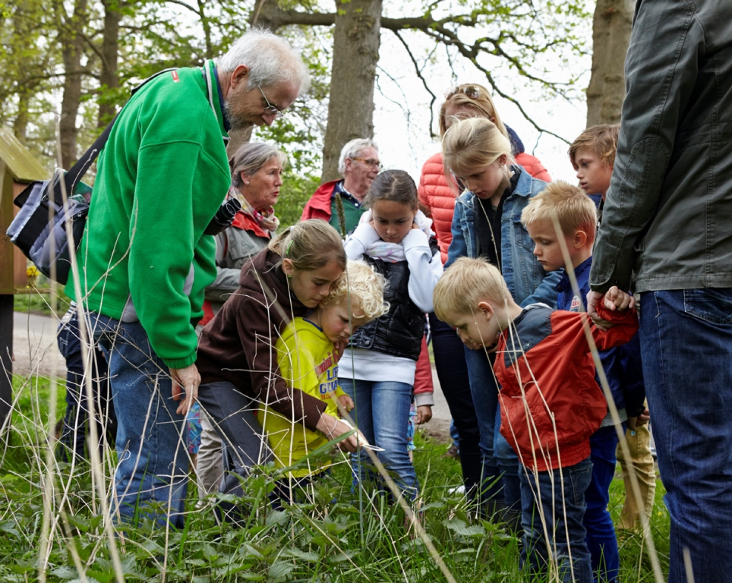 Kinderen met gids op excursie