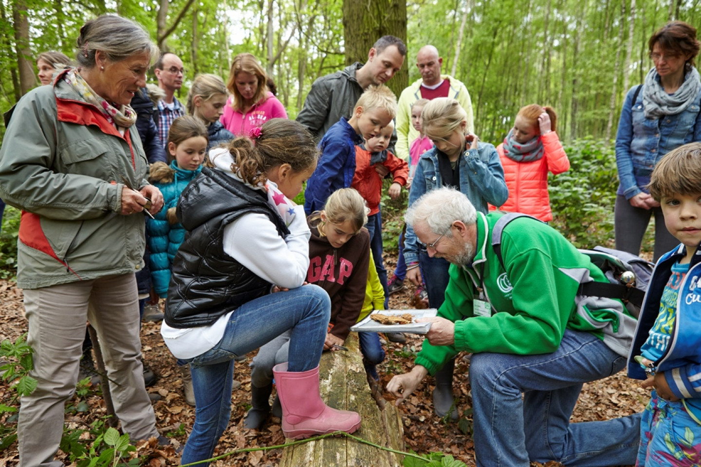 Kinderen met gids op pad