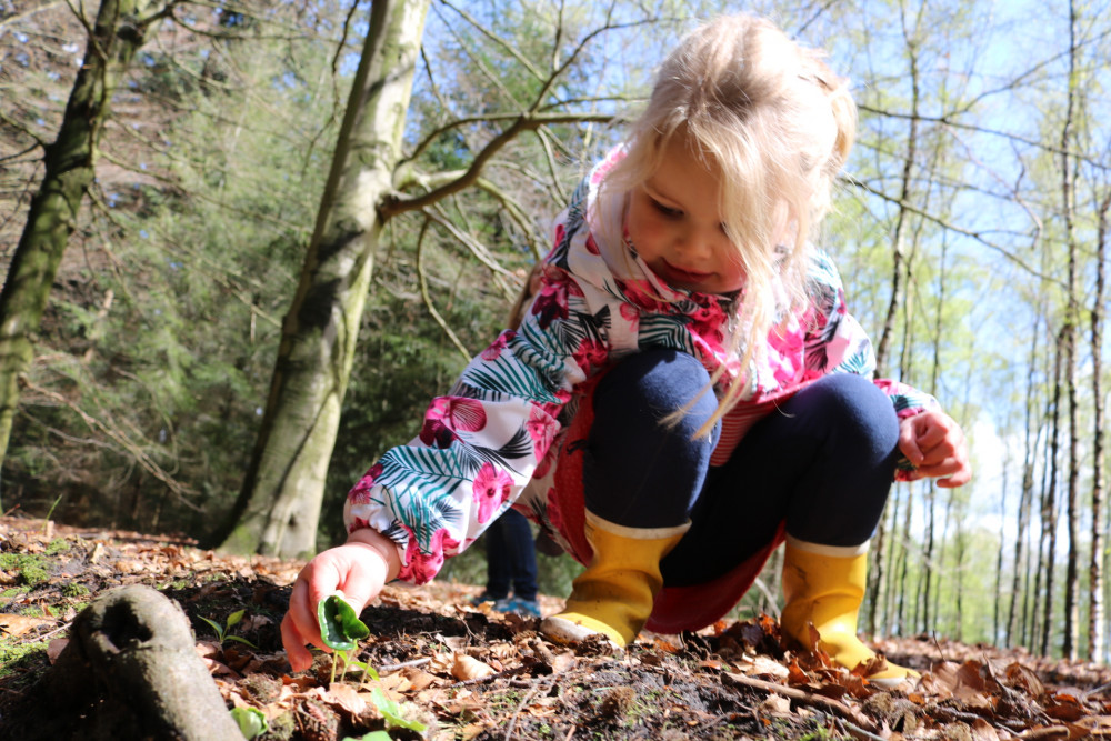 Meisje in bos winter/voorjaar