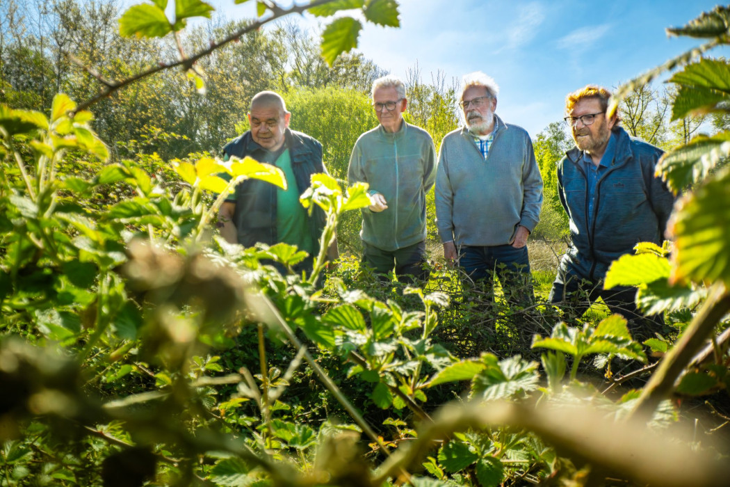 Boomkikkervrijwilligers vlnr Gerrit Staal, Kees Marijnissen, Ron Felix, Henk de Wit